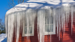 Ice dam formation on roof