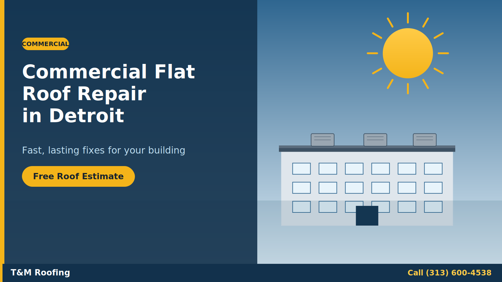 Commercial flat roof repair in Detroit — T&M Roofing