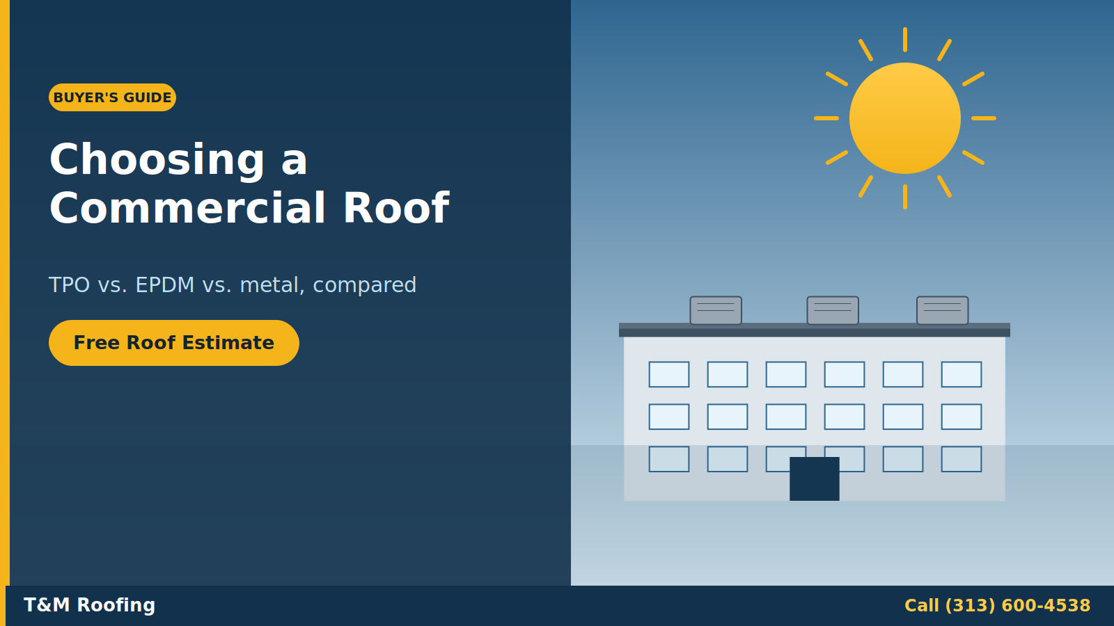 Choosing a commercial roof — TPO vs EPDM vs metal