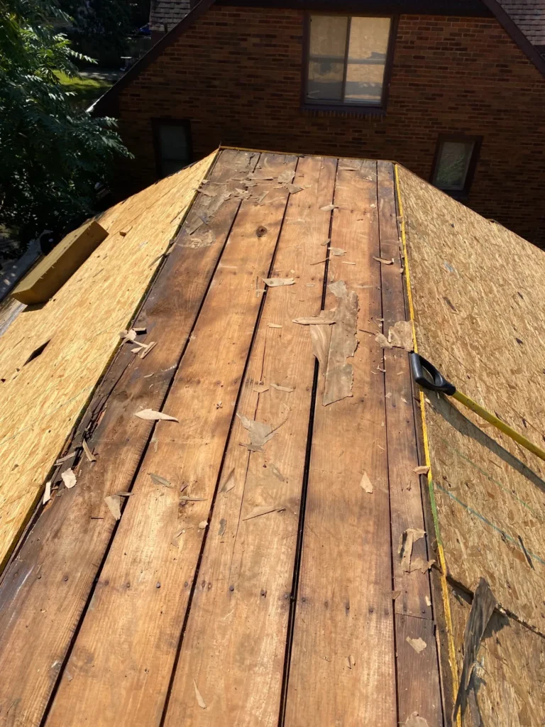 Roof decking boards exposed