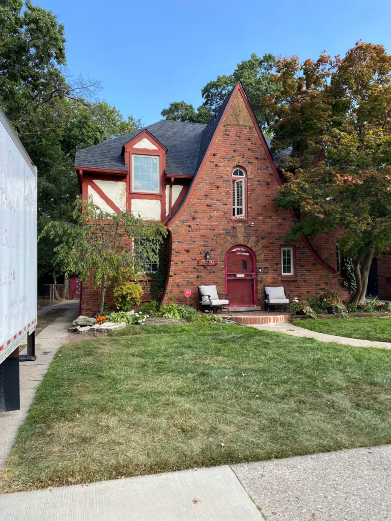 Tudor-style brick home