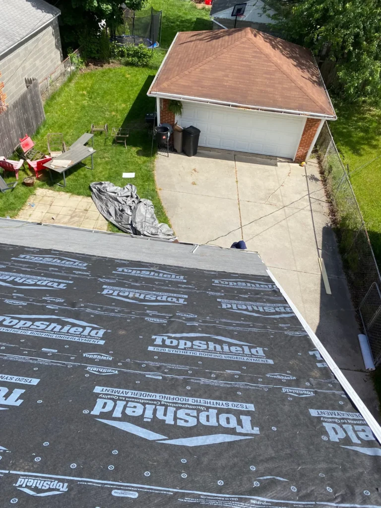 Synthetic underlayment installed